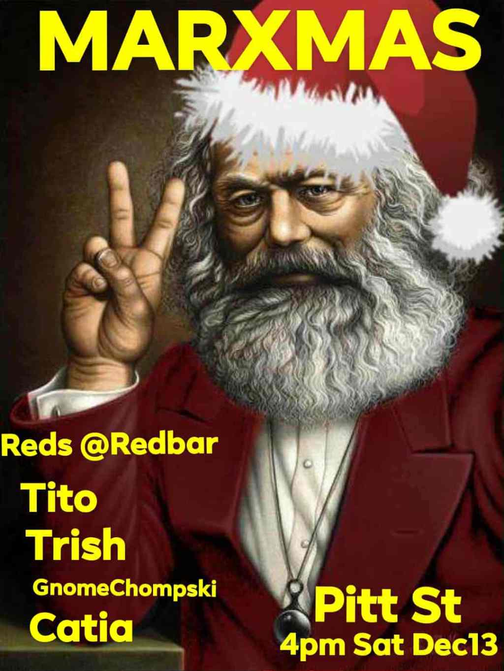 MARXMAS – Reds at Redbar 4 pm Sat Dec&nbsp;13